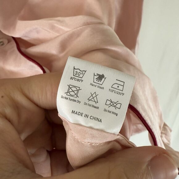 Silk Silky Sleep Top Women's Small Pink Button Up Long Sleeve 100% Silk Sleep - Picture 7 of 10